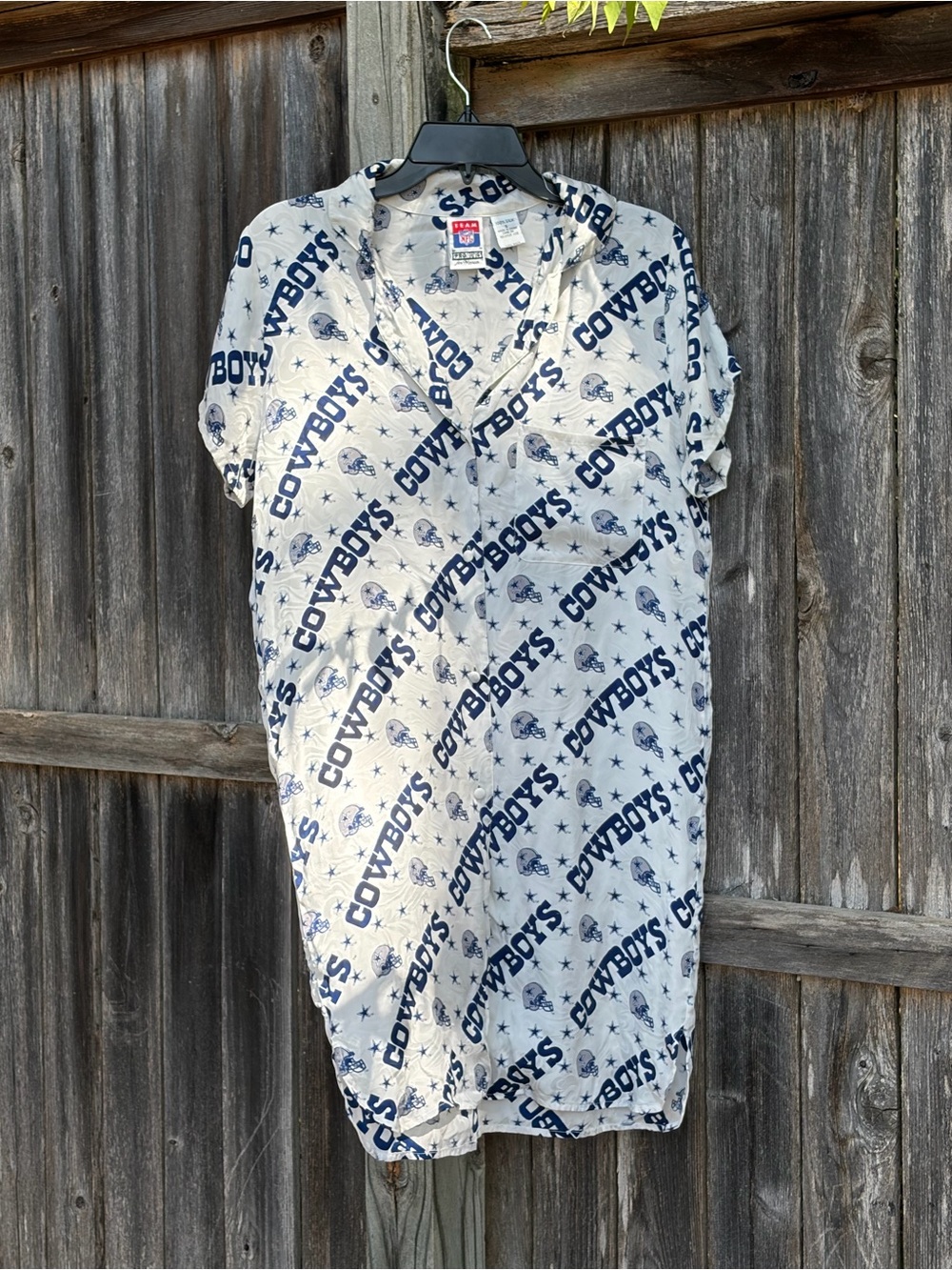 VTG NFL Dallas Cowboys White and Navy Cowboys Silk dress S
